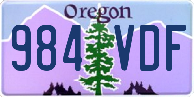 OR license plate 984VDF