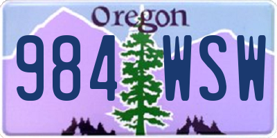 OR license plate 984WSW