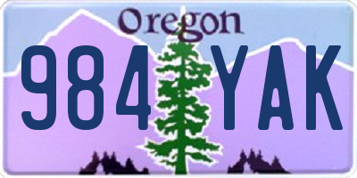 OR license plate 984YAK