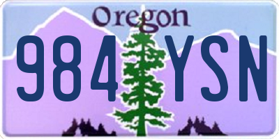 OR license plate 984YSN