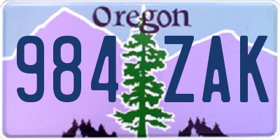 OR license plate 984ZAK