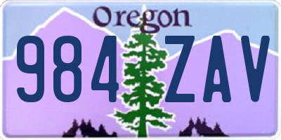 OR license plate 984ZAV