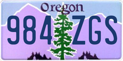 OR license plate 984ZGS