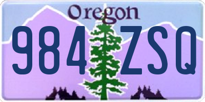 OR license plate 984ZSQ