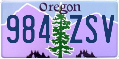 OR license plate 984ZSV
