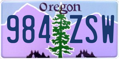 OR license plate 984ZSW