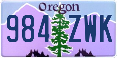OR license plate 984ZWK