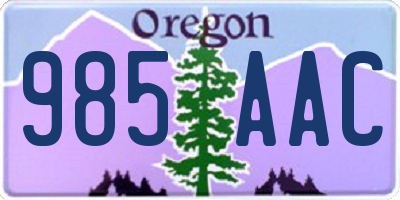 OR license plate 985AAC
