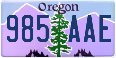 OR license plate 985AAE