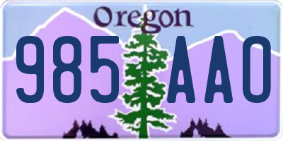 OR license plate 985AAO