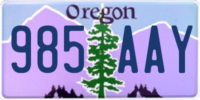 OR license plate 985AAY