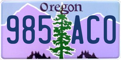 OR license plate 985ACO