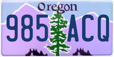OR license plate 985ACQ