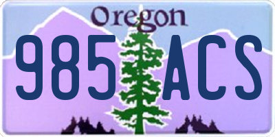 OR license plate 985ACS