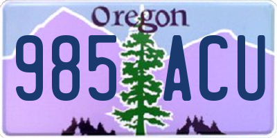 OR license plate 985ACU