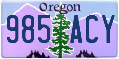 OR license plate 985ACY