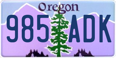 OR license plate 985ADK