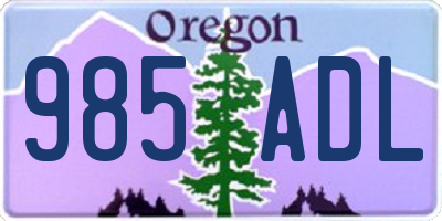 OR license plate 985ADL