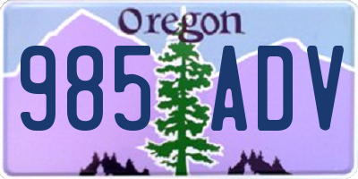 OR license plate 985ADV