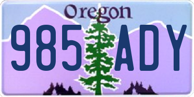 OR license plate 985ADY