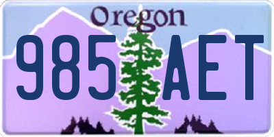 OR license plate 985AET
