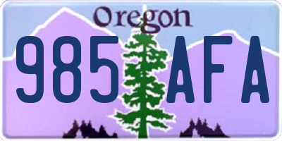 OR license plate 985AFA
