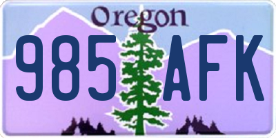 OR license plate 985AFK