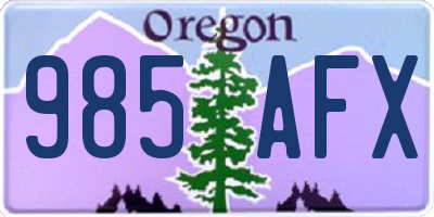 OR license plate 985AFX