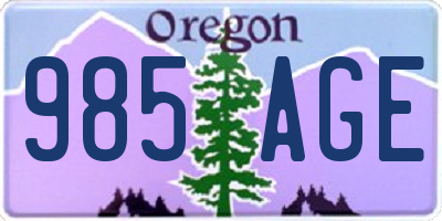 OR license plate 985AGE