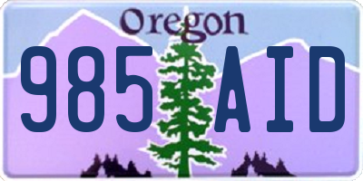 OR license plate 985AID