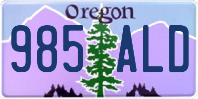 OR license plate 985ALD