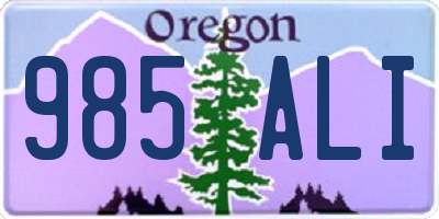 OR license plate 985ALI