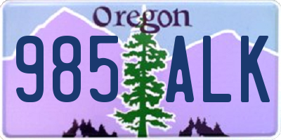 OR license plate 985ALK
