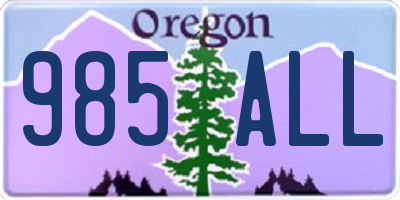 OR license plate 985ALL