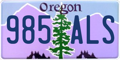 OR license plate 985ALS