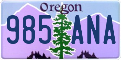 OR license plate 985ANA