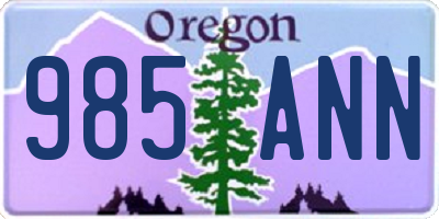 OR license plate 985ANN