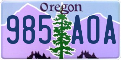OR license plate 985AOA