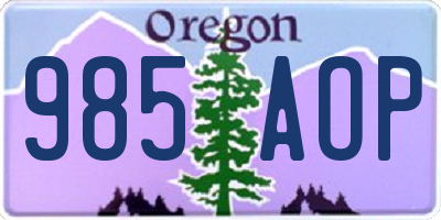 OR license plate 985AOP