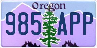 OR license plate 985APP