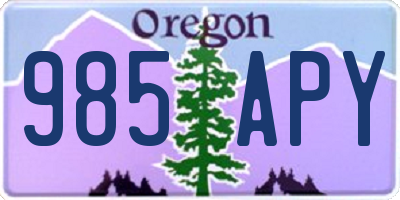 OR license plate 985APY