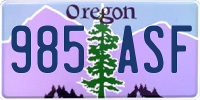 OR license plate 985ASF
