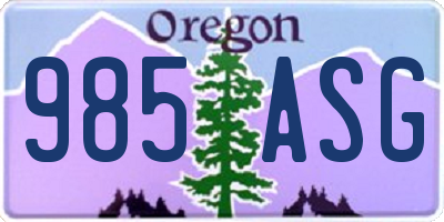 OR license plate 985ASG