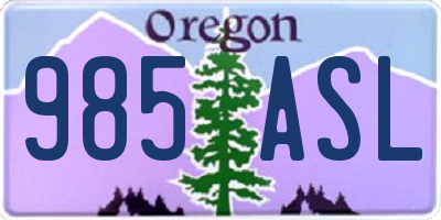 OR license plate 985ASL