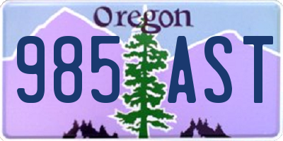 OR license plate 985AST