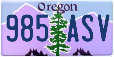 OR license plate 985ASV