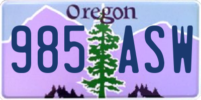 OR license plate 985ASW