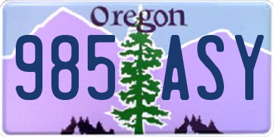 OR license plate 985ASY