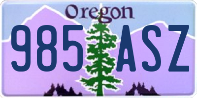 OR license plate 985ASZ