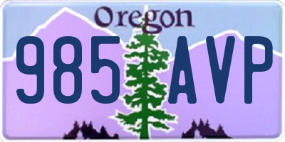 OR license plate 985AVP